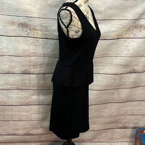 Ganni “Miss Marple” Dress Peplum Black V-neck Size Medium Portugal - Picture 4 of 9